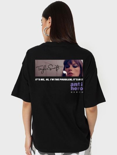 Taylor Swift - Anti Hero Graphic Oversized Black T-Shirt/Tee