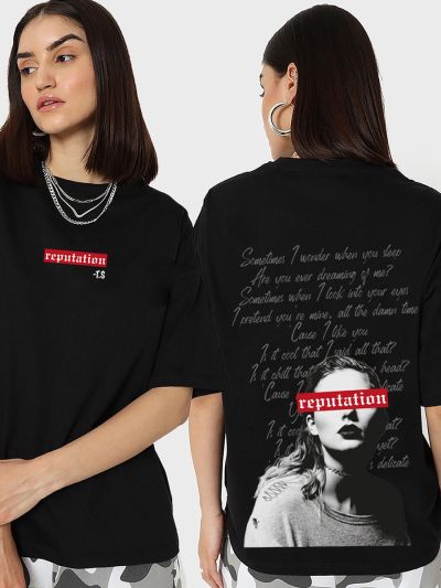 Taylor Swift - Reputation Graphic Oversized Black T-Shirt/Tee
