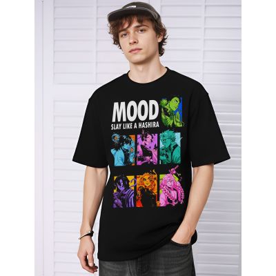 MOOD - Slay Like a Hashira : Demon Slayer Graphic Oversized Black T-Shirt/Tee