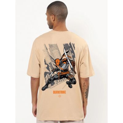 DEATHSTROKE Graphic Oversized Beige T-Shirt/Tee