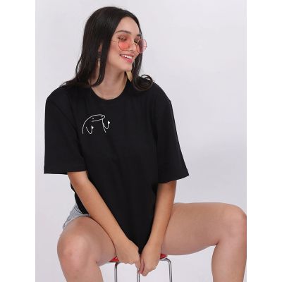 Meme Graphic Oversized Black T-shirt