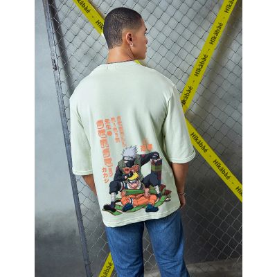 NARUTO SENSEI Graphic Oversized Light Green T-Shirt/Tee