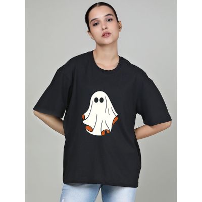 Boo - Cute Ghost Oversized Black T-shirt