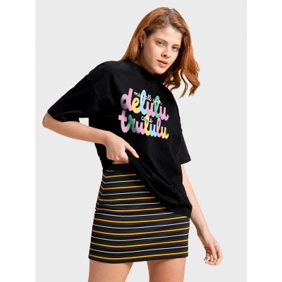 Delulu Come Trululu Graphic Oversized Black T-Shirt/Tee