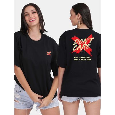 Do Not Care Graphic Oversized Black T-Shirt/Tee