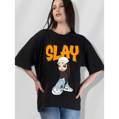 SLAY Graphic Oversized Black T-Shirt/Tee